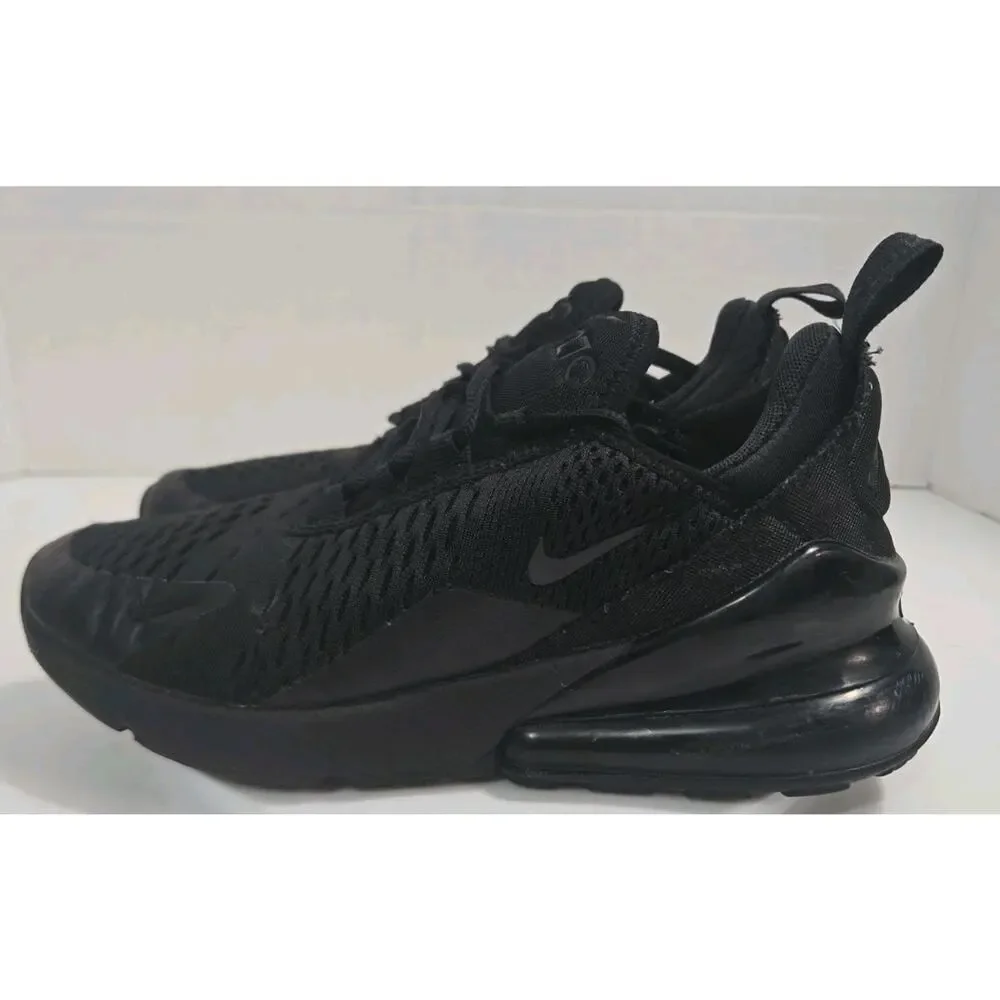 Nike Air Max 270 Kids Youth Triple Black Shoes Sneaker Size 5Y